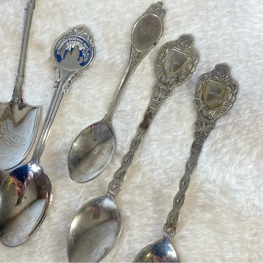 Vintage Souvenir Spoons Assorted Lot Set of 17 Crafting Projects Jewelry Making